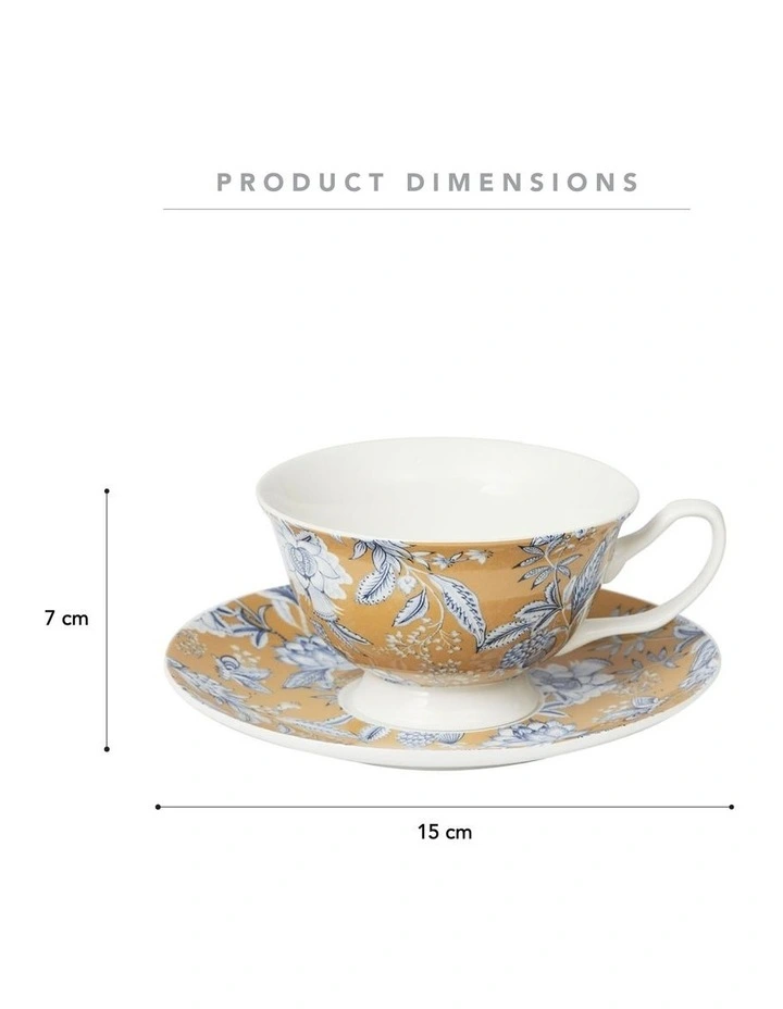 Floral Cups & Saucer Set Of 4 200ml In Multi 5 Floral Cups & Saucer Set Of 4 200ml In Multi - Image 3