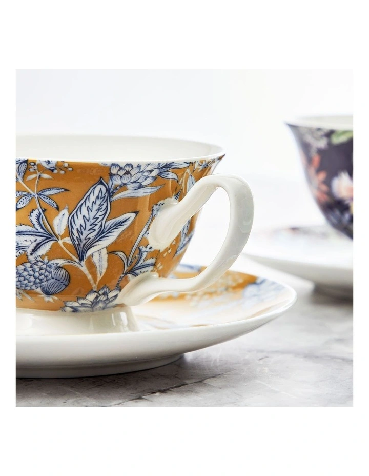 Floral Cups & Saucer Set Of 4 200ml In Multi 8 Floral Cups & Saucer Set Of 4 200ml In Multi - Image 6