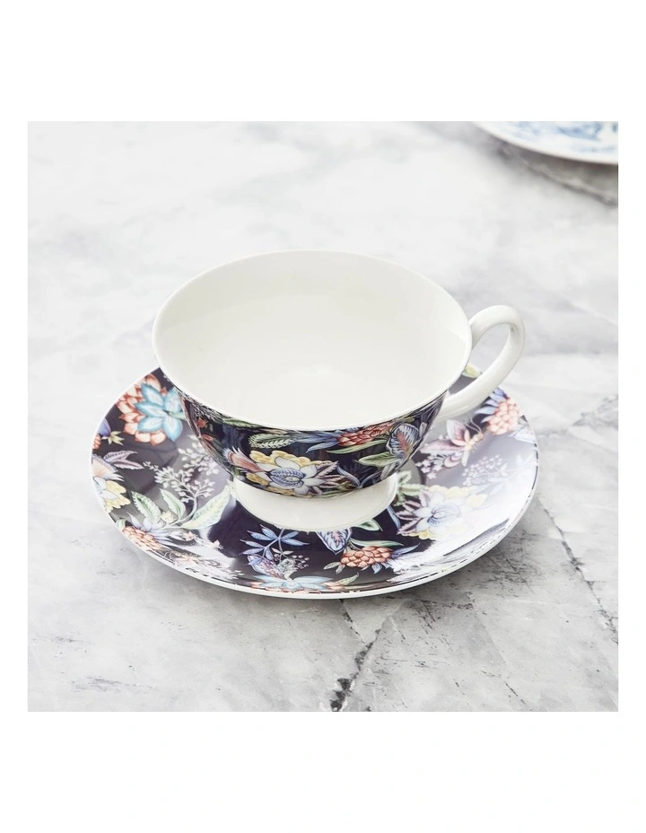 Floral Cups & Saucer Set Of 4 200ml In Multi 9 Floral Cups & Saucer Set Of 4 200ml In Multi - Image 7