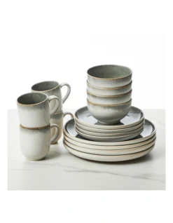 Nova Reactive Stoneware 16 Piece Dinner Set In Olive -Cutlery Shop 954962200 2 720x928