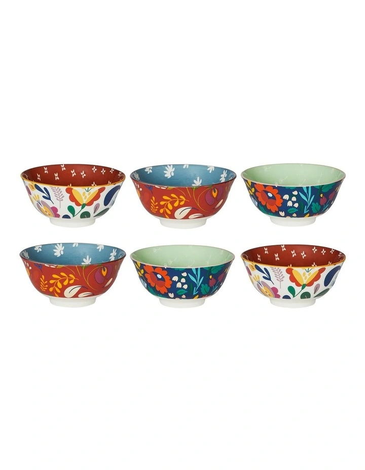 Floral Porcelain Polish Soup Bowls Set Of 6 In Multi 3 Floral Porcelain Polish Soup Bowls Set Of 6 In Multi
