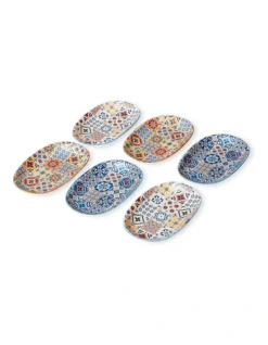 Porcelain Moroccan Oval Platters Set Of 6 In Multi